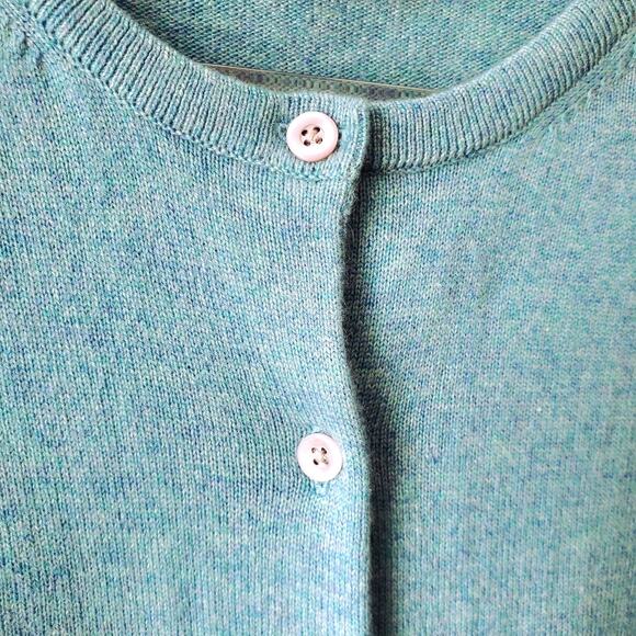 Women Lands End Blue Cashmere Button Cardigan Sweater XLP Preppy Cozy Luxury NEW - Picture 2 of 12